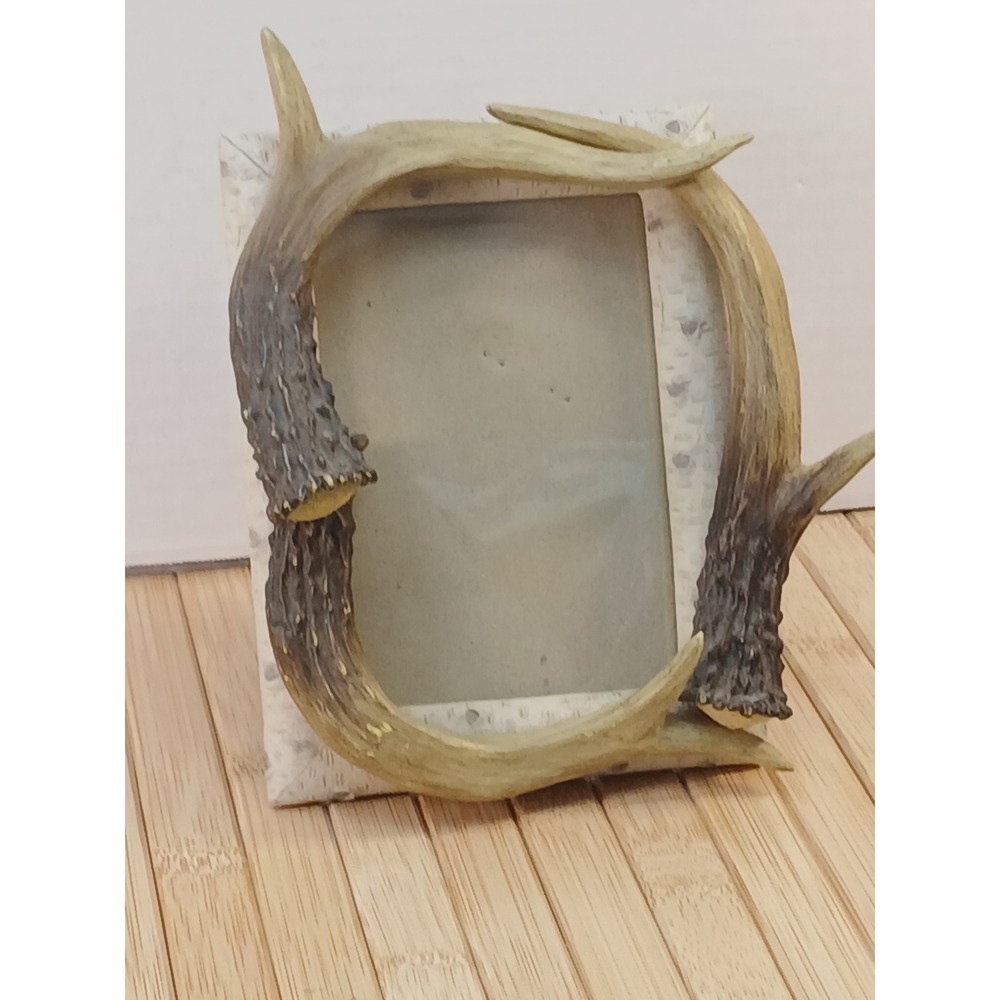 Rustic Faux Antler Birch Bark Picture Frame 4x6 Cabin Lodge Decor Tabletop